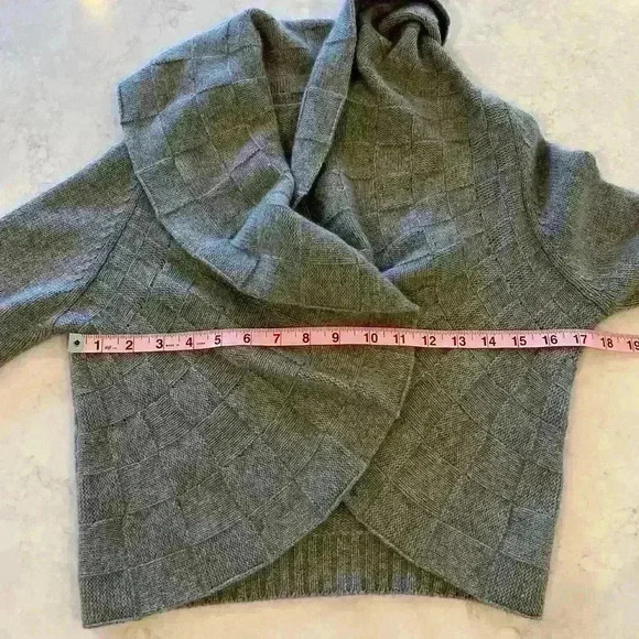 Pure Amici Cardigan Cashmere‎ Y2K Open Front Waterfall Basketweave Size Small - Picture 6 of 8